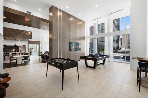 Social Lounge Game Area at 1810 Main Apartments in Houston TX