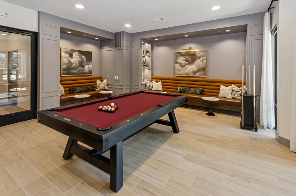 Social Lounge Game Area at The Waylon Apartments and Townhomes in McKinney TX