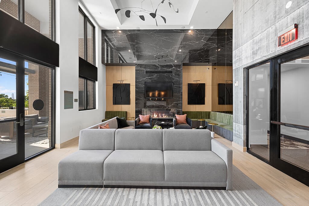 Social lounge seating area at East Bend Apartments in Houston TX