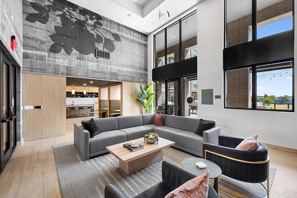 Social lounge seating area at East Bend Apartments in Houston TX