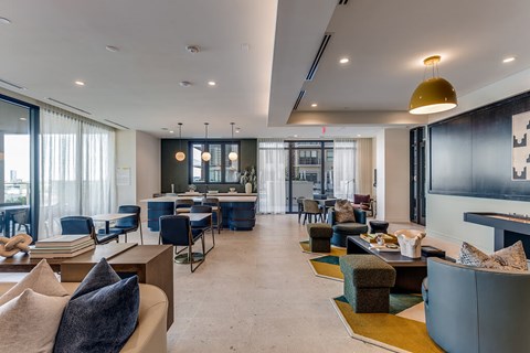 Social lounge seating at 1010 Waugh Apartments in Houston TX