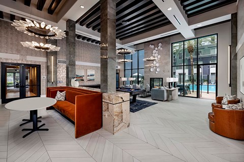 Social lounge seating at Main and Jamboree Apartments in Irvine CA