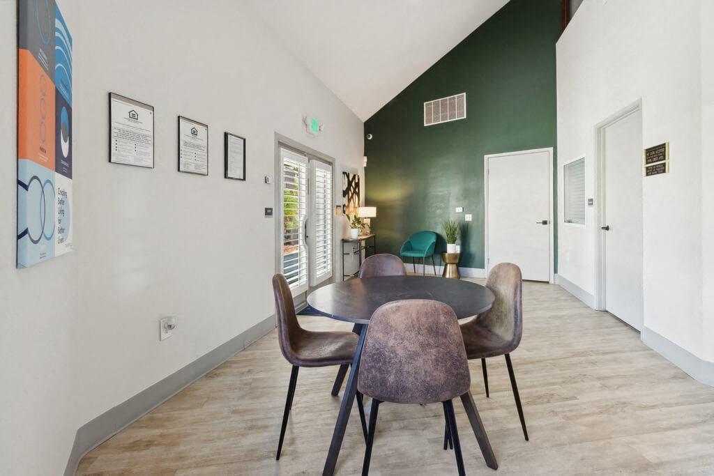 Social lounge waiting area at Park Crest Apartments in San Diego CA