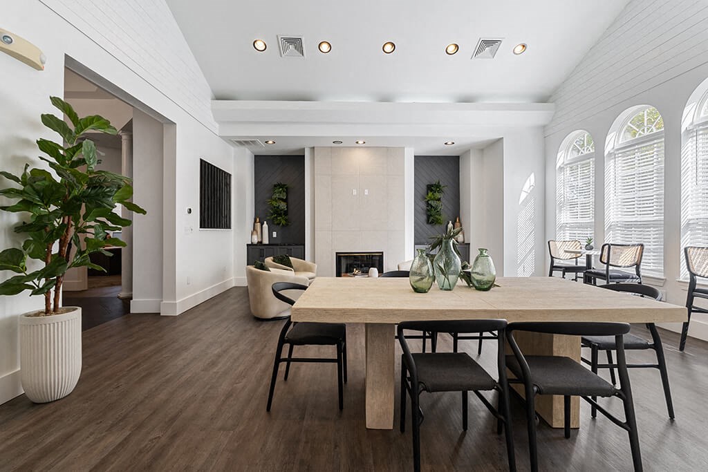 Social Lounge tables at River Pointe at Den Rock Park in Lawrence MA