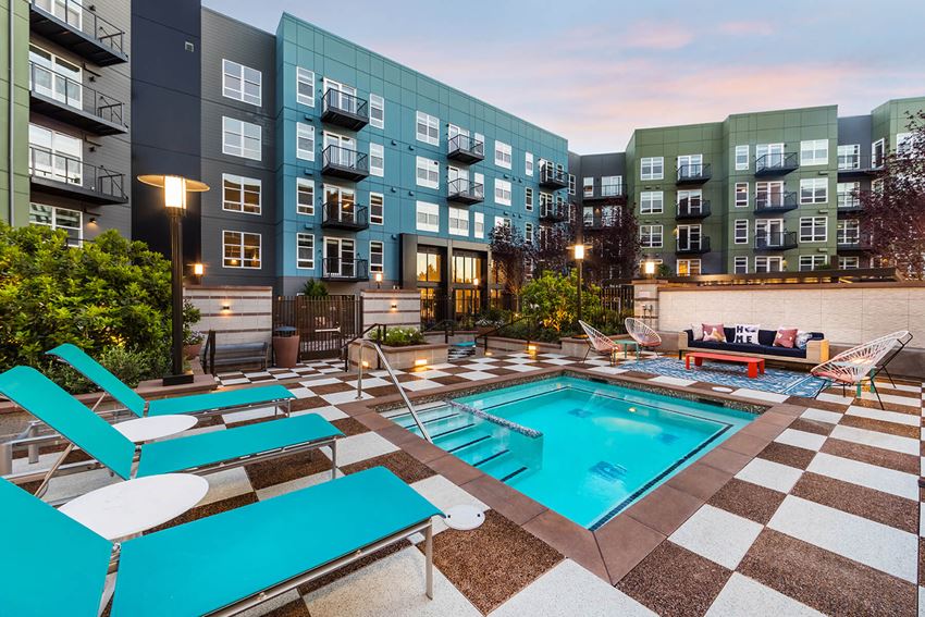 Spa at Dusk at North at Totem Lake Apartments in Kirkland WA - Photo Gallery 1