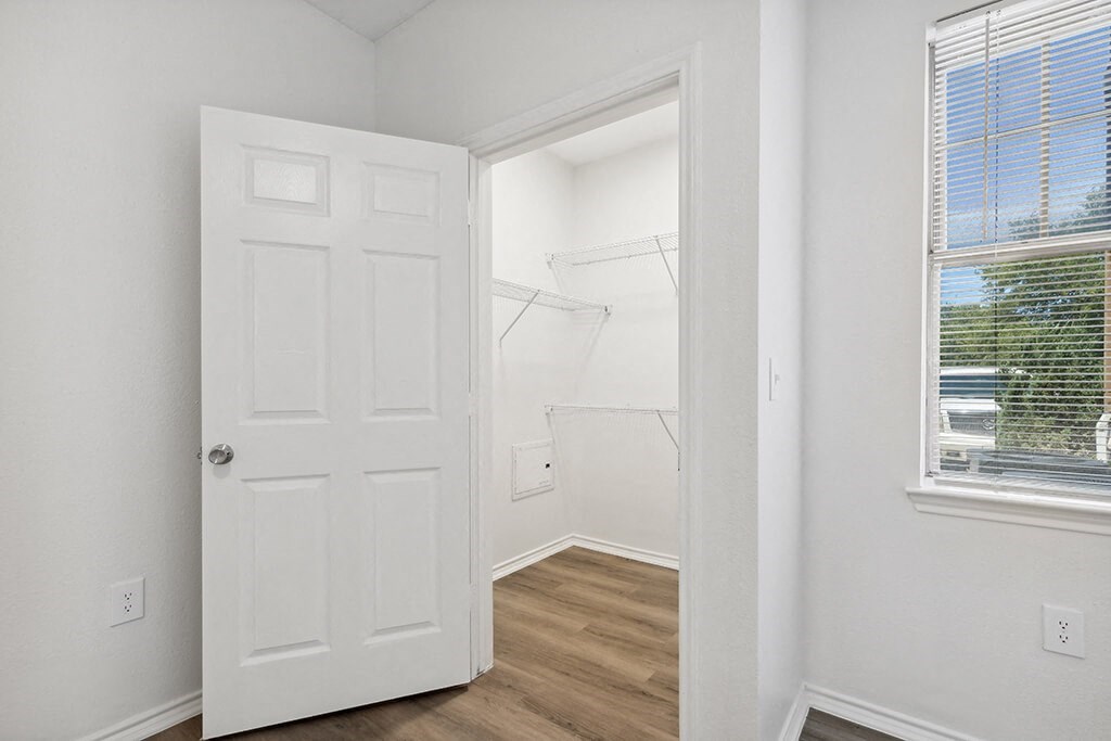 Spacious closet at Bonito Parque Apartments in San Antonio TX