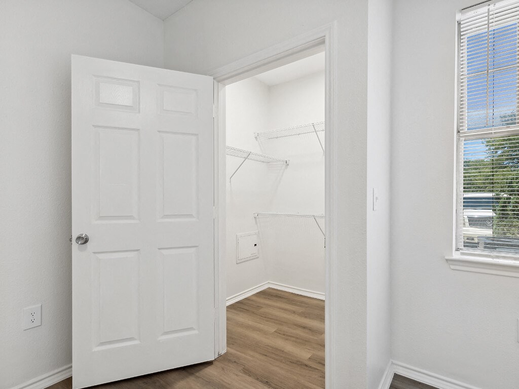 Spacious closet at Bonito Parque Apartments in San Antonio, TX