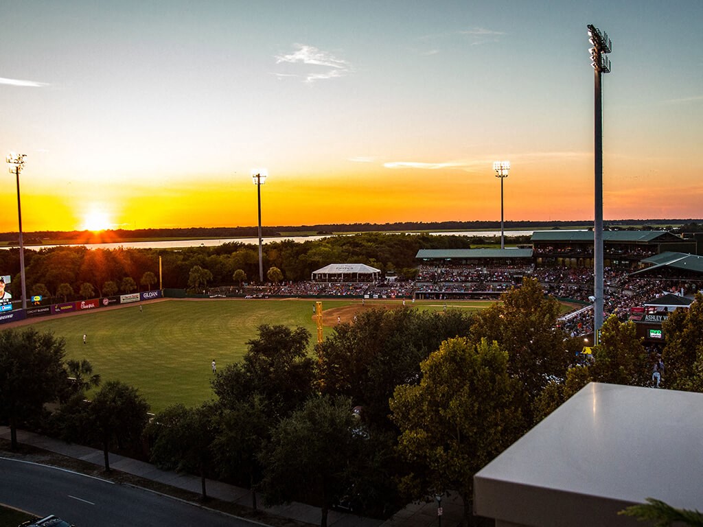 View of stadium at sunset at Caroline Charleston SC