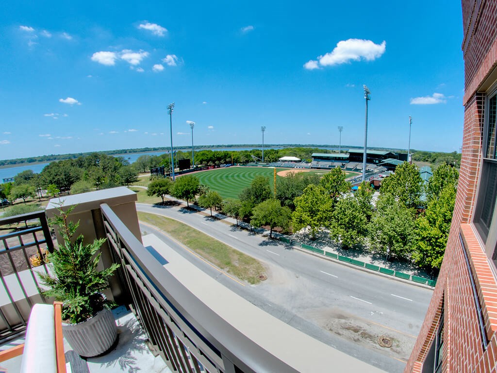 View of stadium from a balcony at Caroline Charleston SC