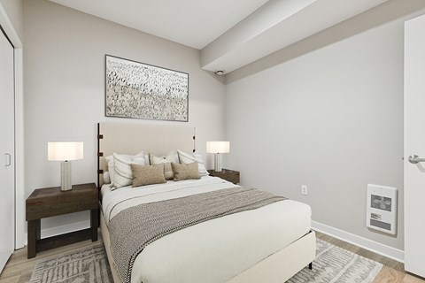 Renovated bedroom at Riverpark Apartments in Redmond WA