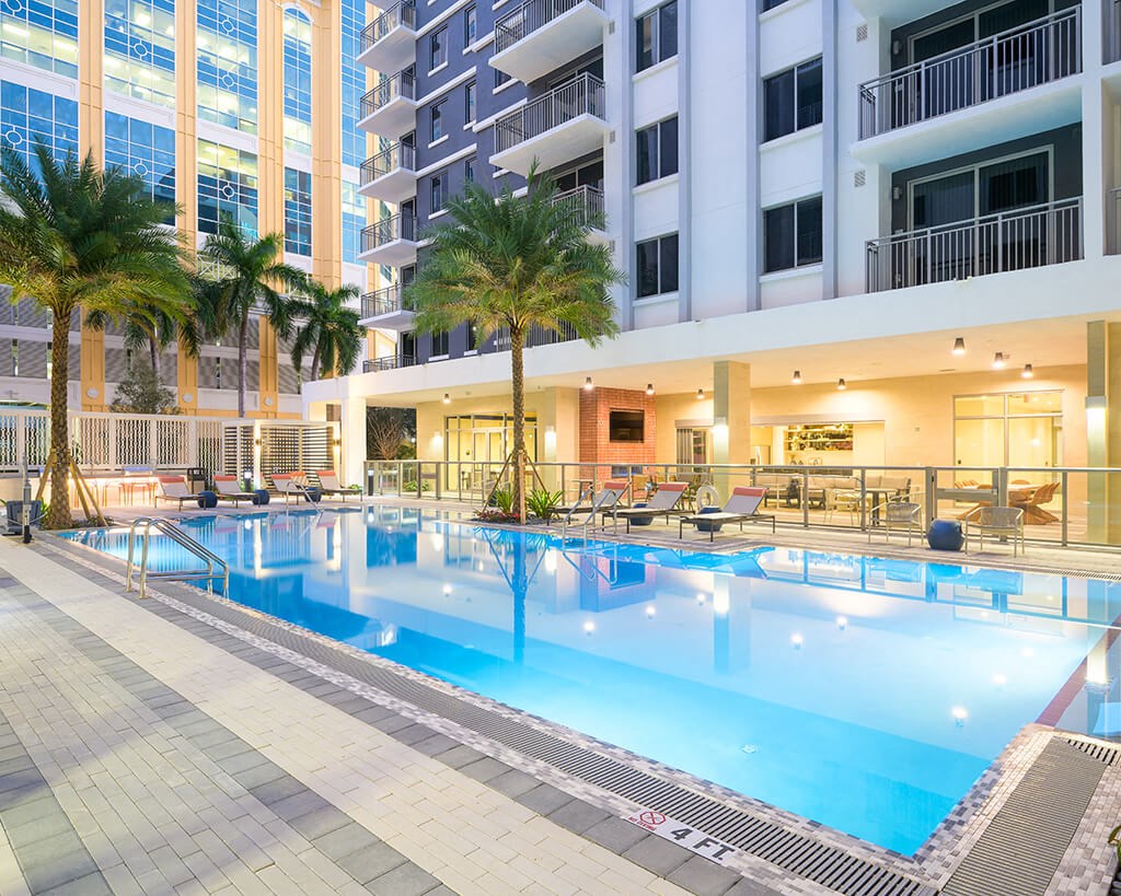 Large outdoor pool at Coasterra Apartments in Fort Lauderdale FL