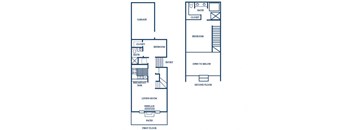 two bedroom townhome floor plan at Tivoli