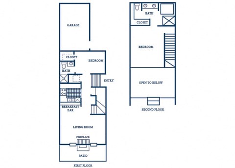 two bedroom townhome floor plan at Tivoli