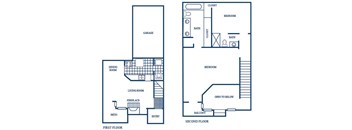 two bedroom townhome floor plan at Tivoli