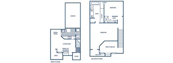 two bedroom townhome floor plan at Tivoli