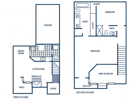 two bedroom townhome floor plan at Tivoli