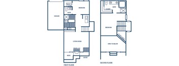 two bedroom townhome floor plan at Tivoli