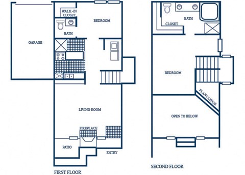 two bedroom townhome floor plan at Tivoli