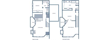 two bedroom townhome floor plan at Tivoli