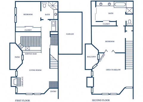 two bedroom townhome floor plan at Tivoli