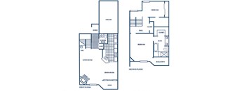 two bedroom townhome floor plan at Tivoli