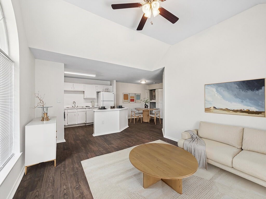 Townhome living room at Tidwell Estates in Houston TX