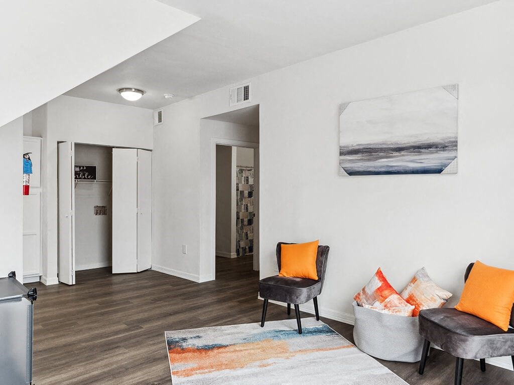 Townhome living room at Tidwell Estates in Houston TX