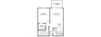 one bedroom floor plan at Turnleaf Apartments