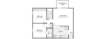two bedroom floor plan at Turnleaf Apartments