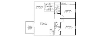 two bedroom floor plan at Turnleaf Apartments