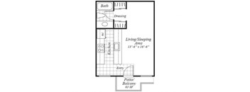 studio floor plan at turnleaf apartments