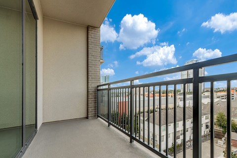 Apartment balcony at 1010 Waugh Apartments in Houston TX