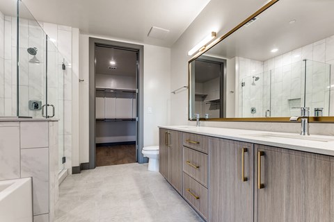 Kitchen in asphalt design at 1010 Waugh Apartments in Houston TX