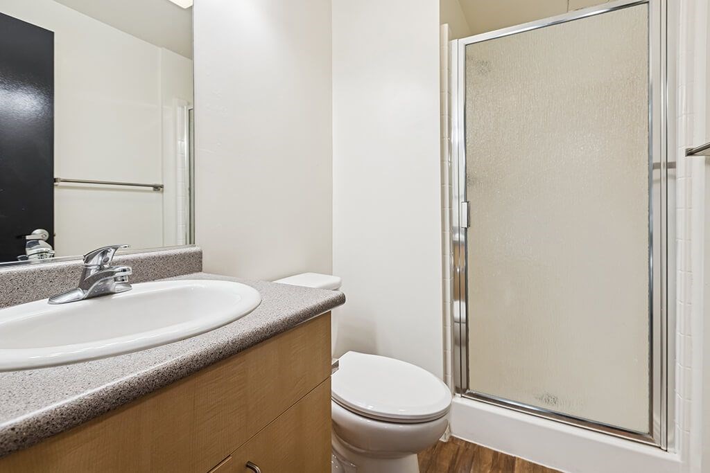 Bathroom sink at Haven at Del Mar Station in Pasadena CA