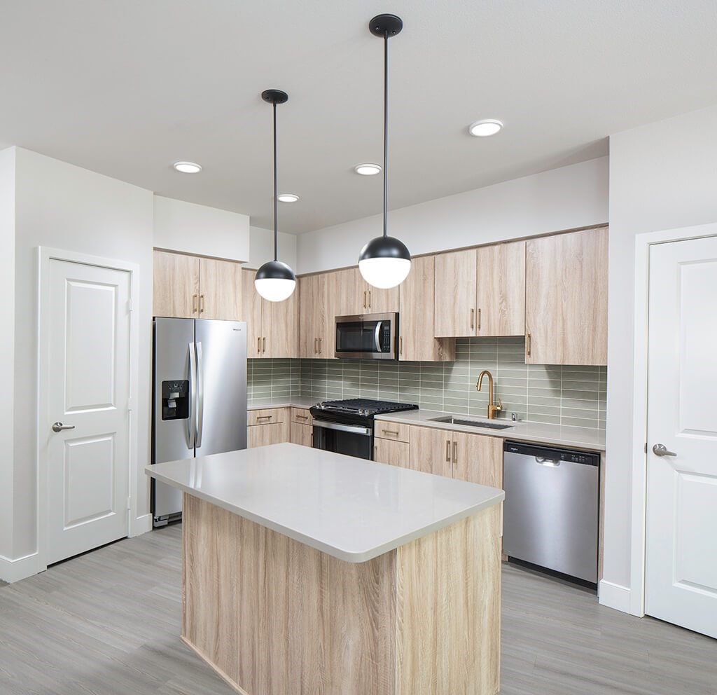 Vacant Kale Design Package Kitchen at The Wylden Apartments in Los Angeles CA