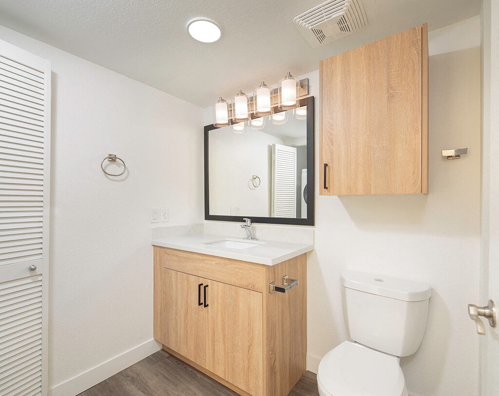 Vacant Light Finish Bathroom at il Palazzo Apartments in San Diego CA
