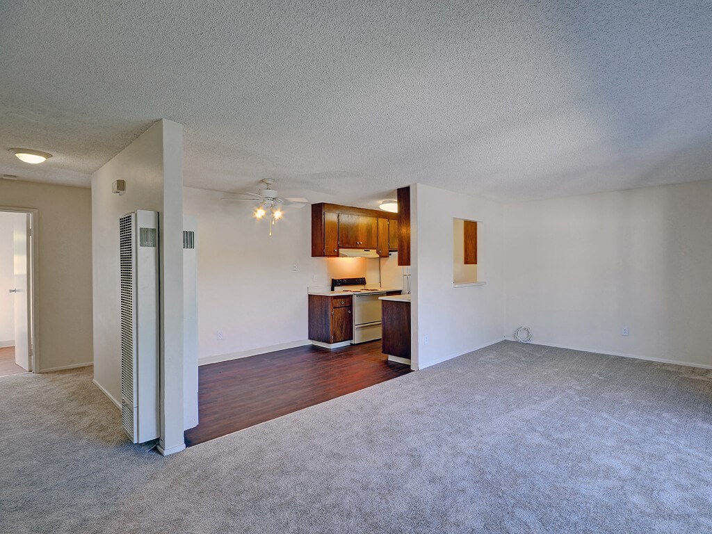 Vacant Living Room and Kitchen at Wyndover Apartment Homes in Novato CA