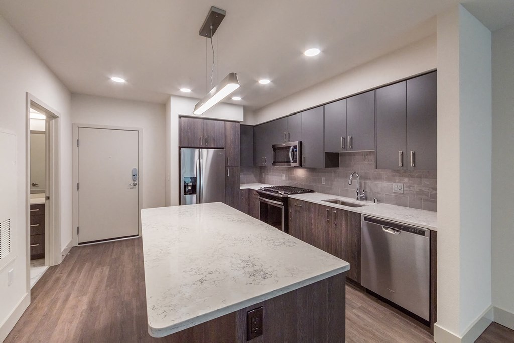 Vacant Mineral Design Package Kitchen at North at Totem Lake Apartments in Kirkland WA