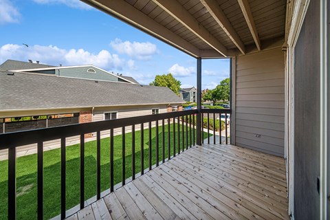 Patio at Rock Peak on Sunset Apartments in Longmont CO