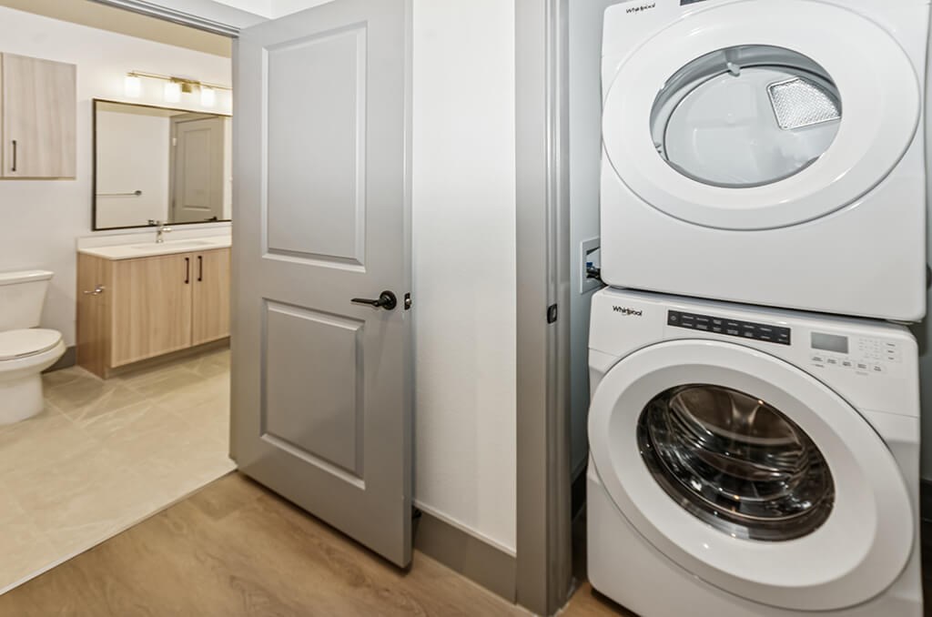 Vacant Sage Design Package Washer and Dryer at The Waylon Apartments and Townhomes in McKinney TX