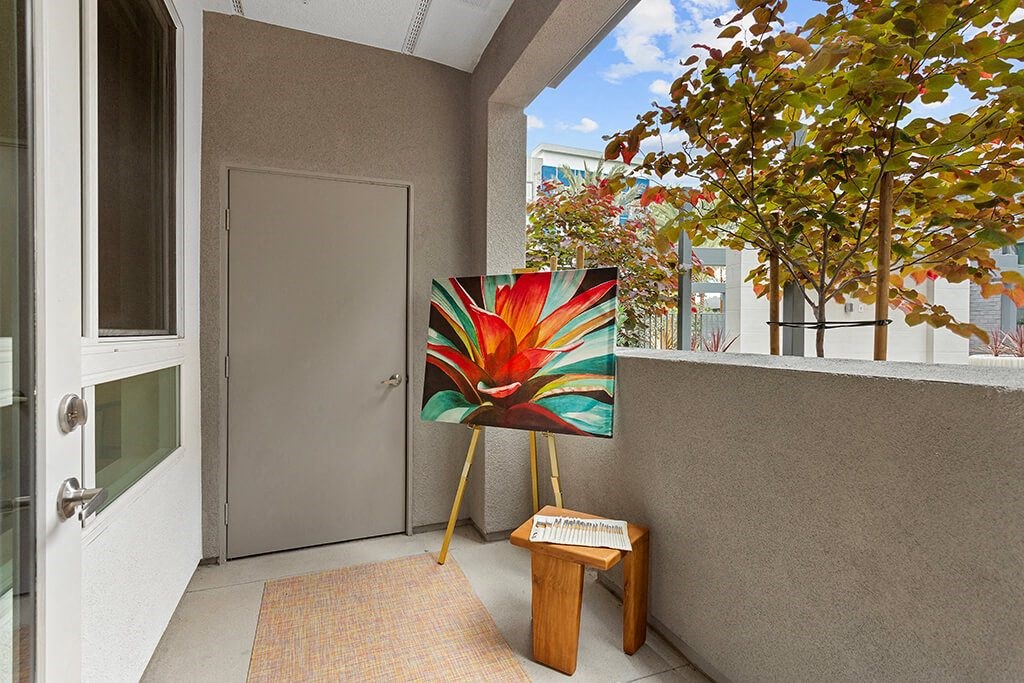 Vacant Sparkle Design Package Patio at Chroma Apartment Homes in Canoga Park CA