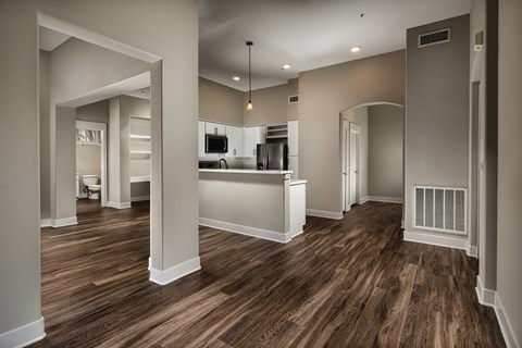 Living Area and Kitchen at Town Center Apartments in Santa Clarita CA