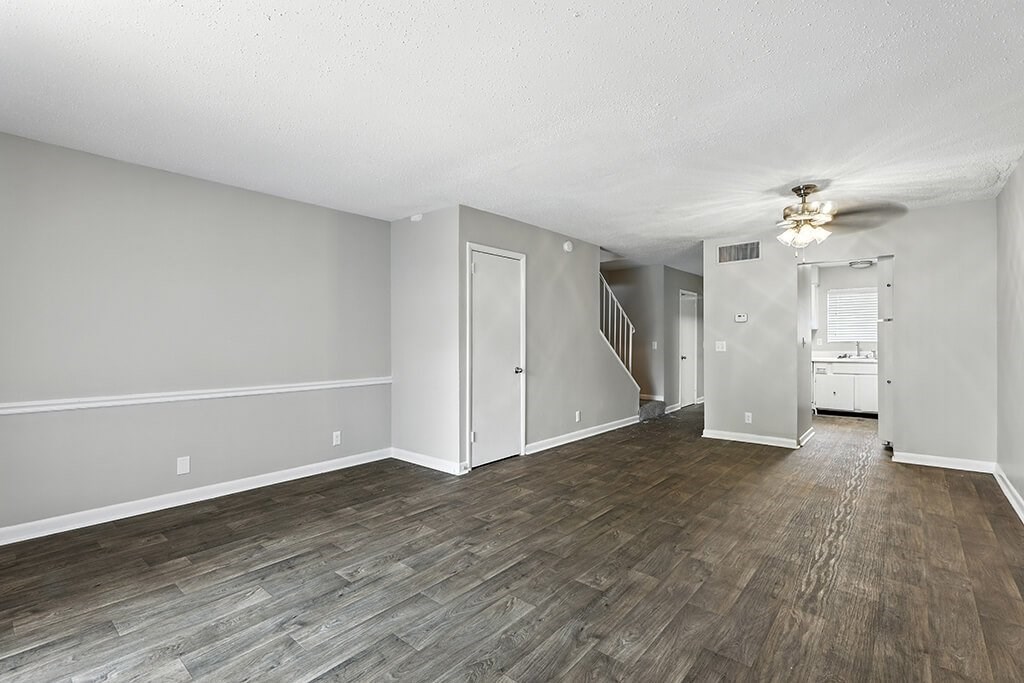 Vacant townhome living room at City Side Flats Apartments in Nashville TN