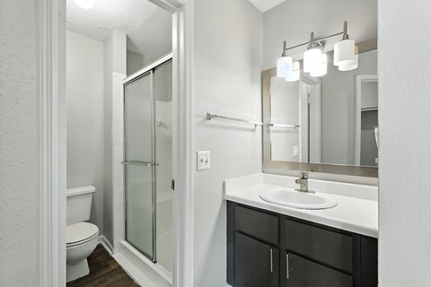 Vacant unit bathroom at Newport Apartment Homes in Nashville TN