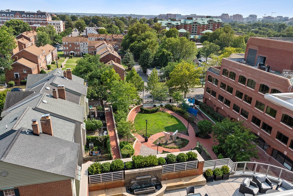 Aerial view of Bradley Braddock Road Station Apartments in Alexandria VA