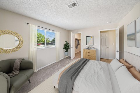 Bedroom at Rock Peak on Sunset Apartments in Longmont CO