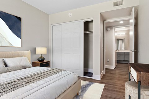 Renovated bathroom at Deerwood Apartments in Corona CA