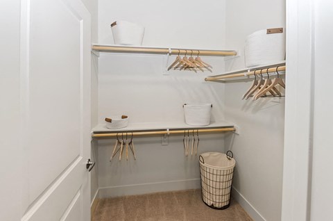Spacious walk in closet at Opal Legacy Central in Plano TX