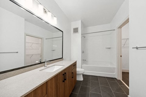 Bathroom with shower at The Quill in Milford MA