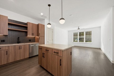 Kitchen with wood cabinets at The Quill in Milford MA